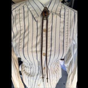 Claiborne White Shirt with Blue Stripe Detail